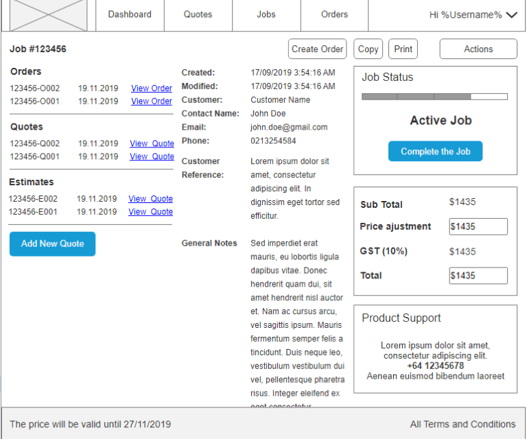 Wireframes - Product Selection