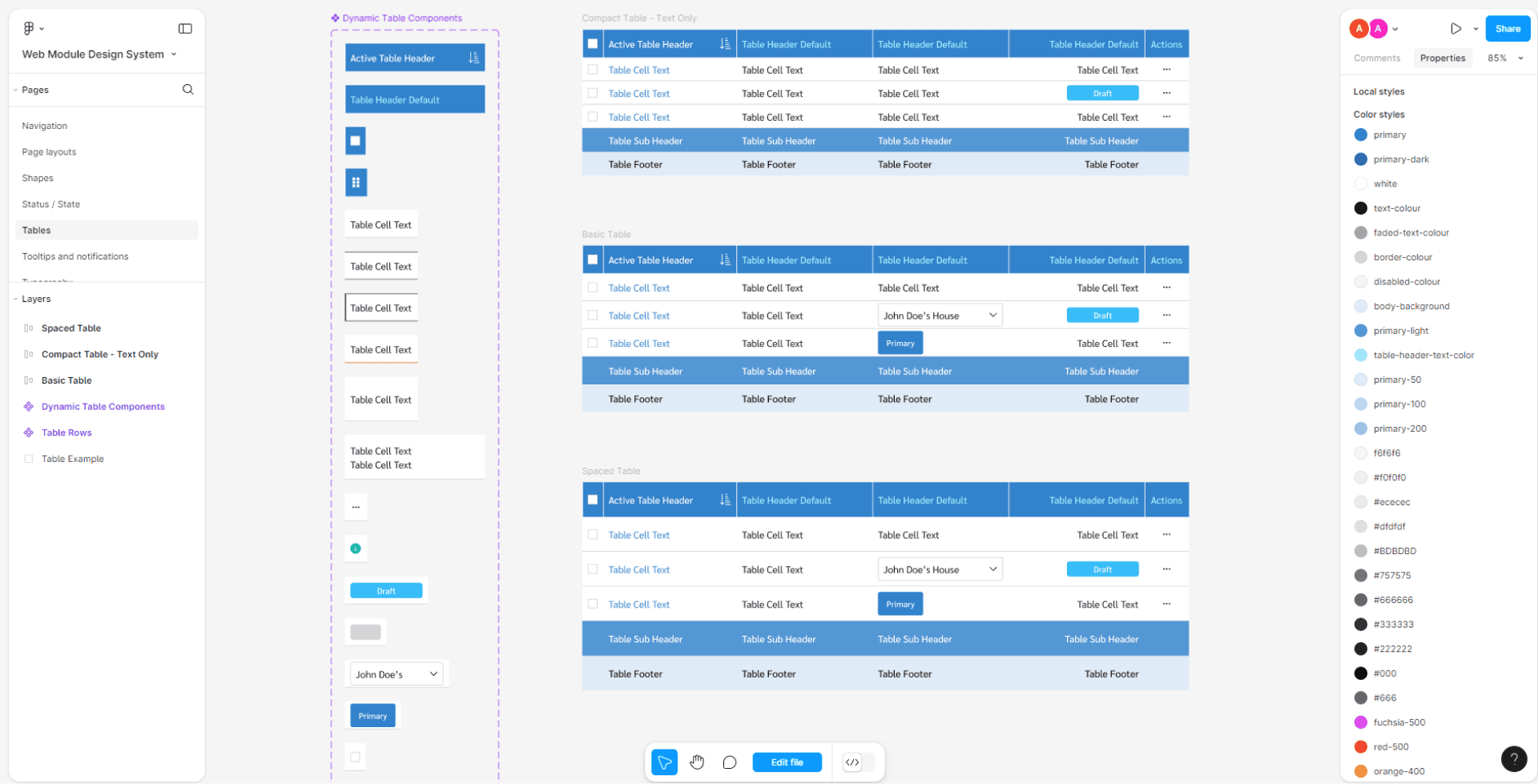 Design System - Tables
